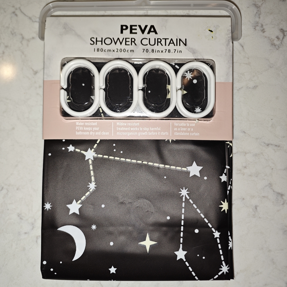 Star & Moon Shower Curtain - Black